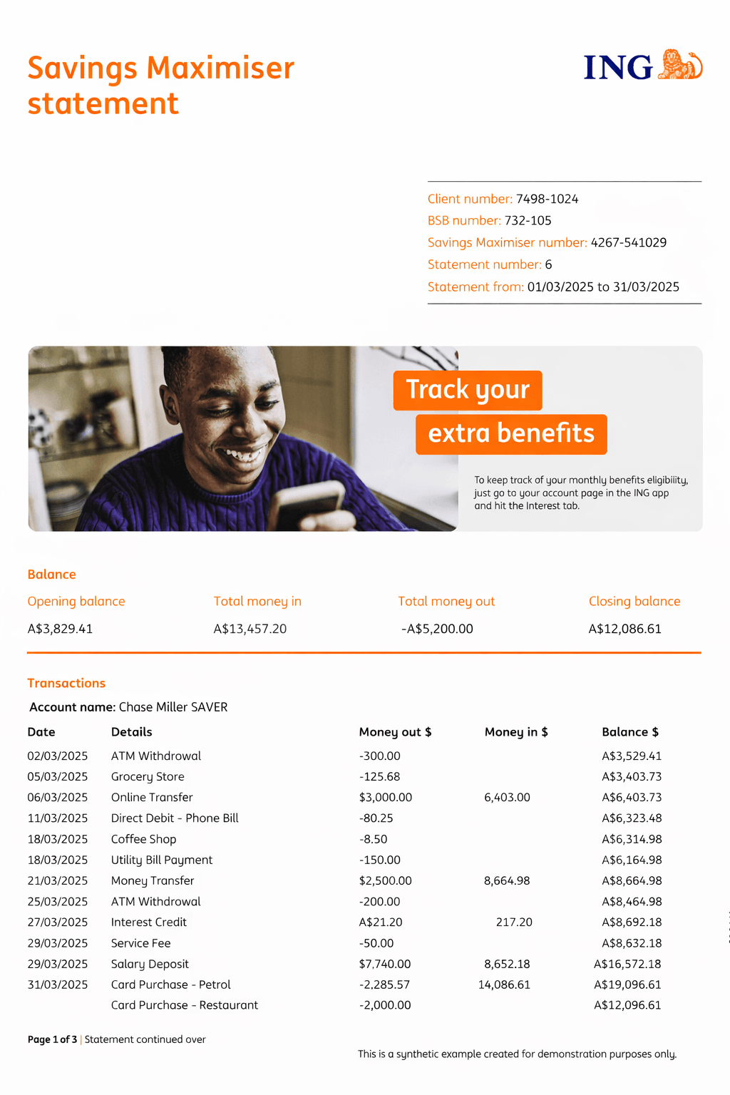 Example ING Bank statement