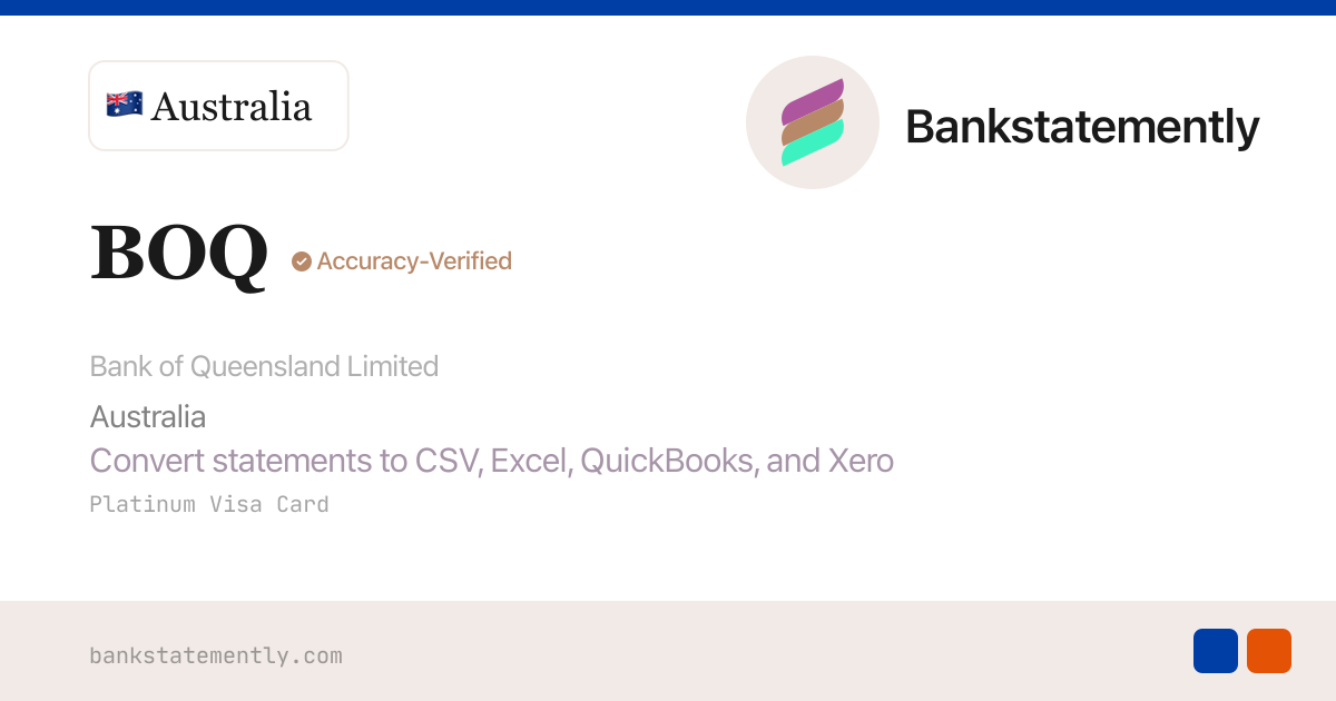BOQ Bank Statement to CSV & Excel