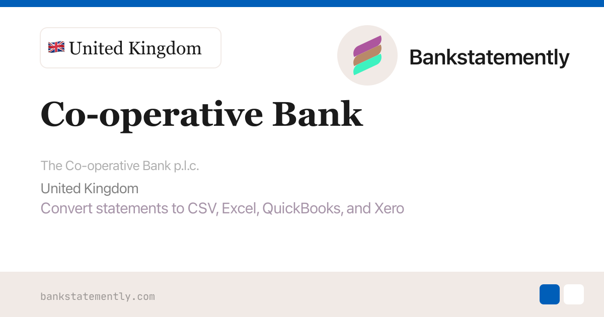 Co-operative Bank Statement to CSV & Excel