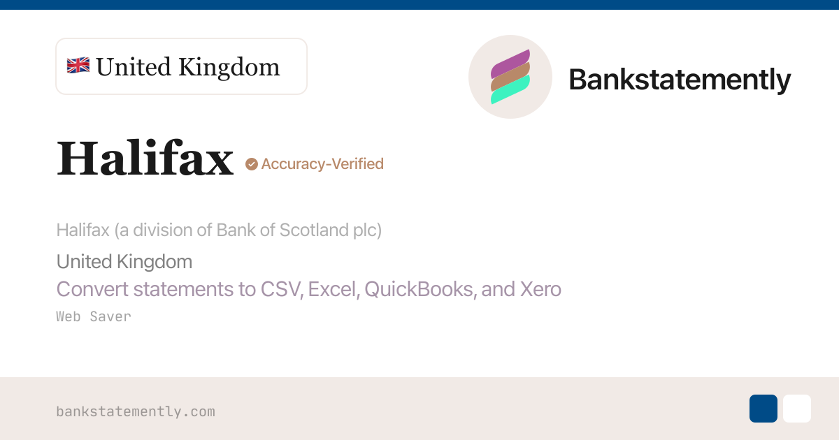 Halifax Bank Statement to CSV & Excel