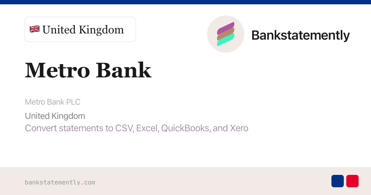 Metro Bank Statement to CSV & Excel