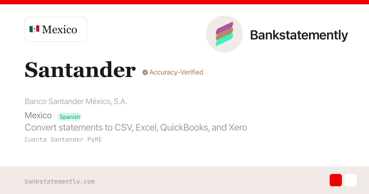 Santander Bank Statement to CSV & Excel
