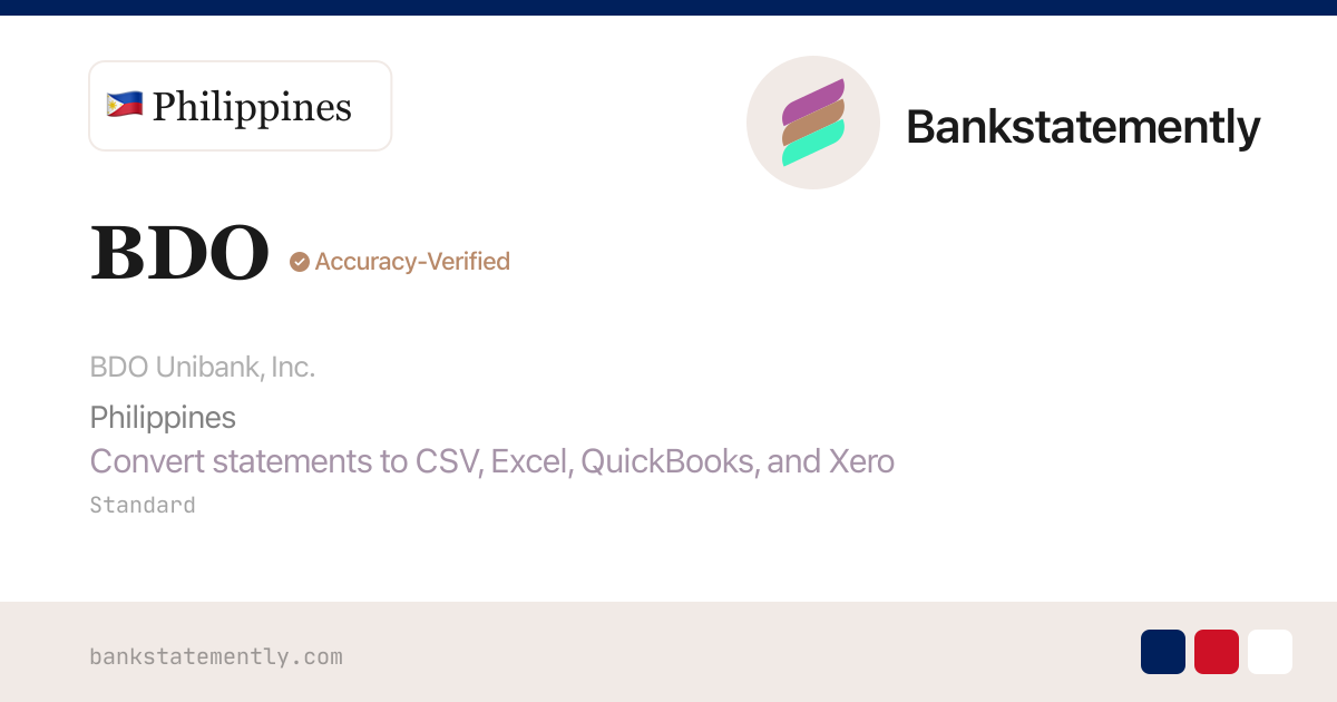 BDO Bank Statement to CSV & Excel
