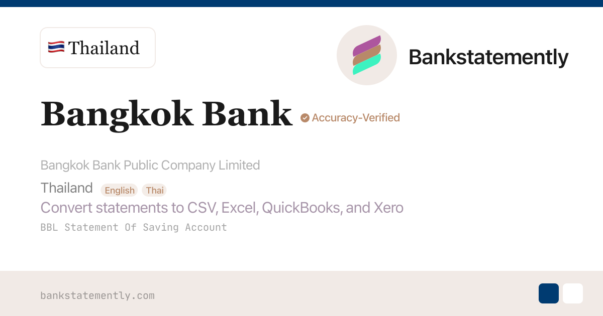 Bangkok Bank Statement to CSV & Excel