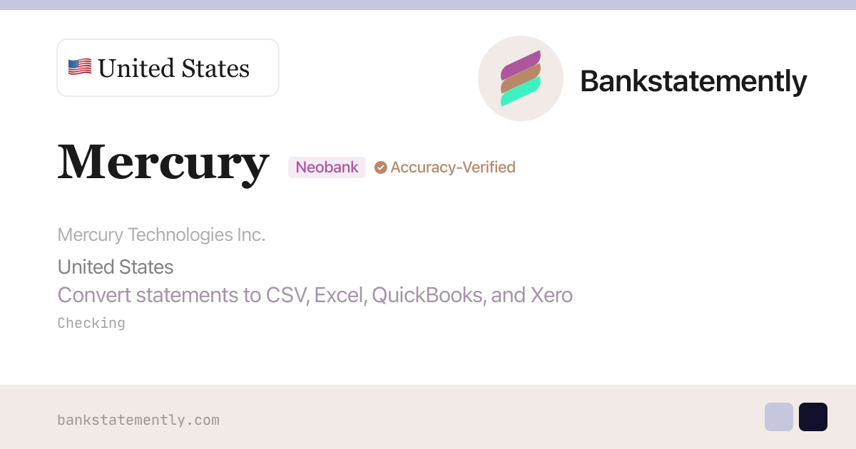 Mercury Statement Example Mercury Bank Statement to CSV & Excel