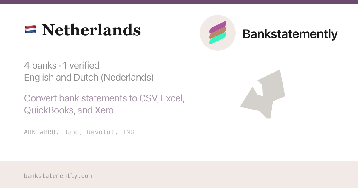 Netherlands Bank Statement Converter to CSV & Excel