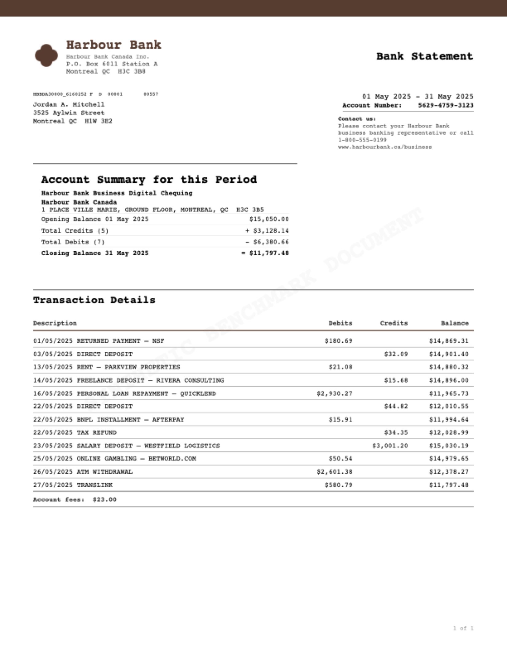 Bank statement PDF