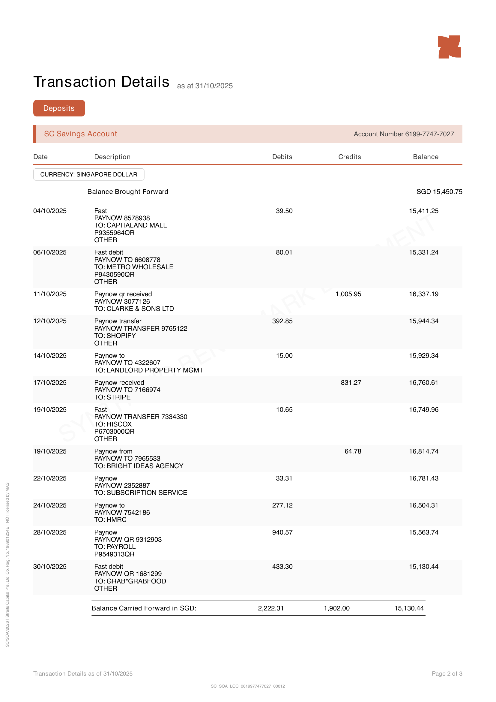 Bank statement PDF